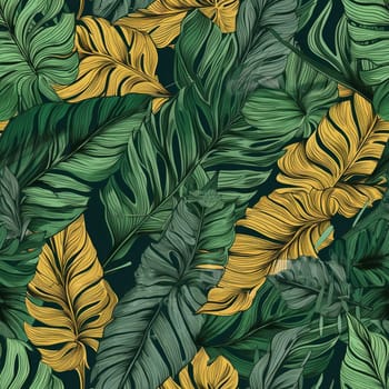Tropical leaves seamless pattern tile, created with generative AI