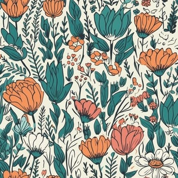 Beautiful elegant flower seamless pattern tile, created with generative AI