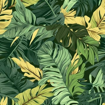 Tropical leaves seamless pattern tile, created with generative AI