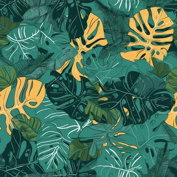 Tropical leaves seamless pattern tile, created with generative AI