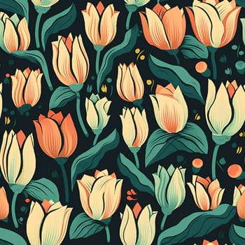 Tulips watercolor painting seamless pattern, created with generative AI