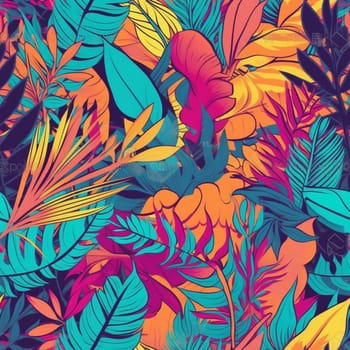 Beautiful tropical flower seamless pattern tile, created with generative AI