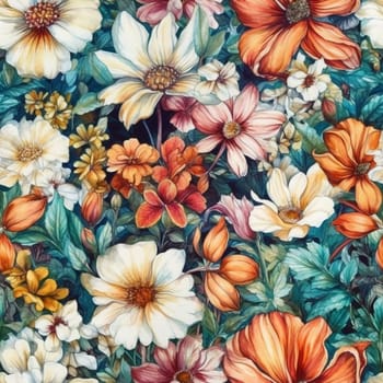 Beautiful elegant flower seamless pattern tile, created with generative AI