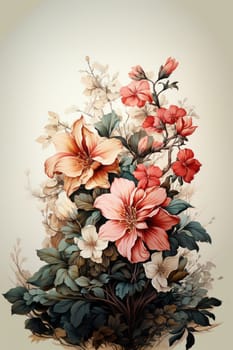 Bouquet of flowers on the white background created with generative AI technology