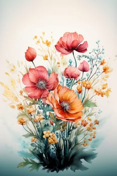 Bouquet of flowers on the white background created with generative AI technology