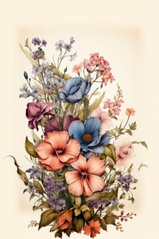 Bouquet of flowers on the white background created with generative AI technology