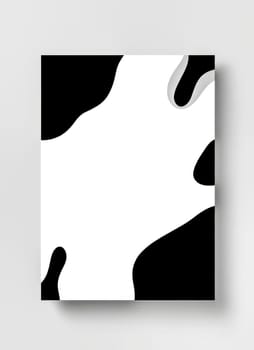 Black and white abstract shapes are creating a dynamic and visually interesting composition on an a4 size paper, suitable for modern and minimalist design projects