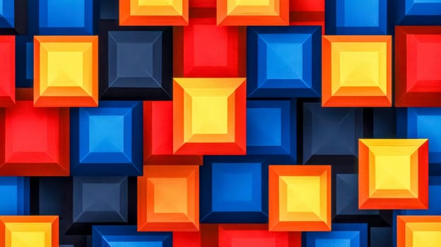 Seamless pixel art pattern with colorful retro style blocks creating an abstract and vibrant background, ideal for digital art projects, game design, or website backgrounds