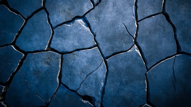 Seamless dark blue concrete texture displaying subtle cracks and abstract shapes, emphasizing the interplay of light and shadow for versatile design applications