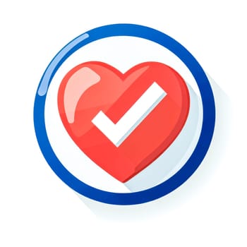 Glossy red heart featuring a white check mark symbolizes healthcare, love, and approval, representing healthy lifestyle choices and positive emotions in a vibrant design