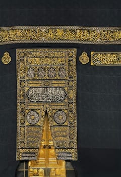 Mecca, Saudi Arabia - May 02, 2024 : The door of the Kaaba called "Multazam" at Grant holy mosque Al-Haram in Mecca Saudi Arabia. High quality photo