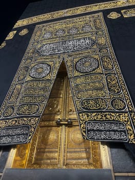 Mecca, Saudi Arabia - May 02, 2024 : The door of the Kaaba called "Multazam" at Grant holy mosque Al-Haram in Mecca Saudi Arabia. High quality photo