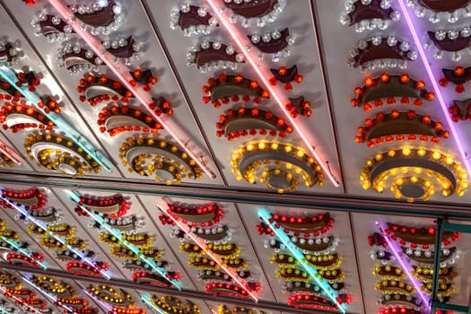 Illuminated ceiling of a carousel