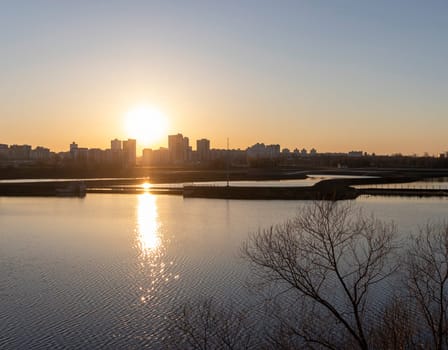 Urban landscape by the sunset.