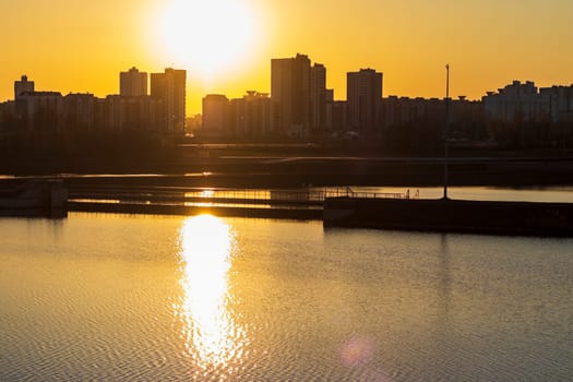 Urban landscape by the sunset.