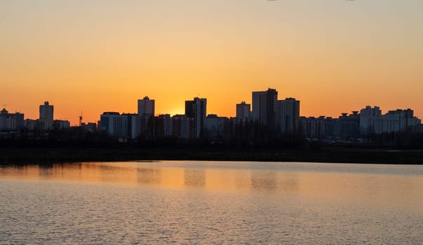 Urban landscape by the sunset.