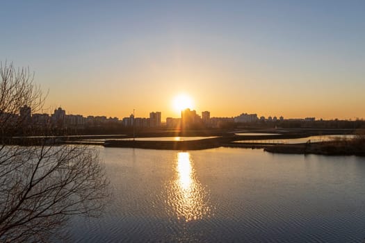 Urban landscape by the sunset.
