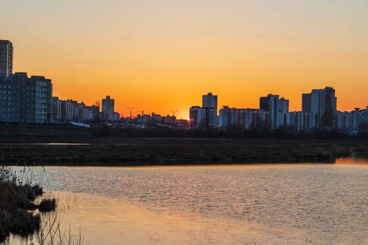 Urban landscape by the sunset.
