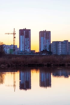 Urban landscape by the sunset.