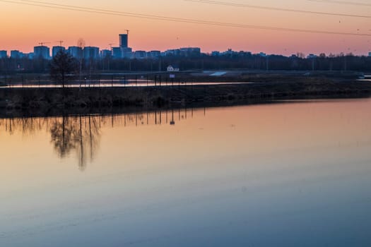 Urban landscape by the sunset.