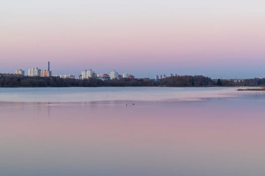 Urban landscape by the sunset.