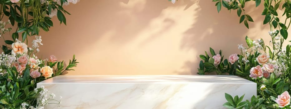 Light marble podium ,Generative AI nature