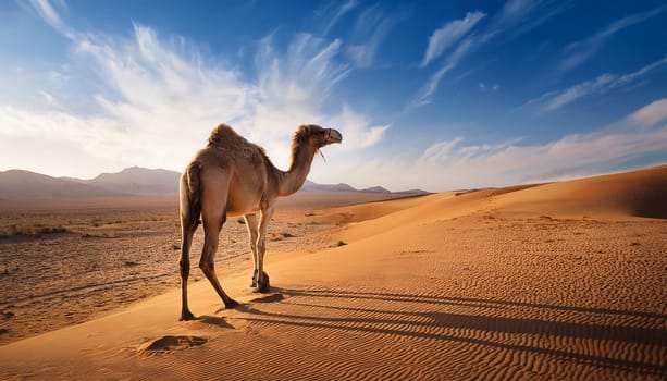 dromedary in the desert AI generated image
