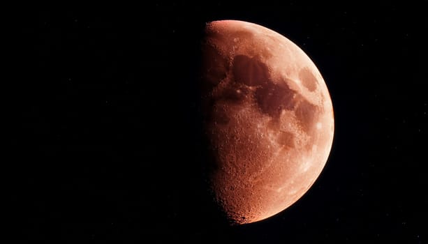 half moon seen with telescope AI generated image