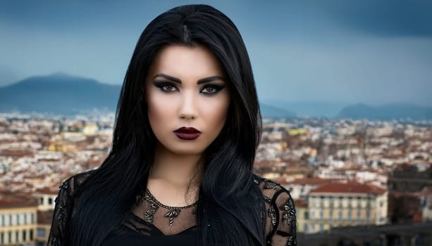 pretty young goth woman, AI generated image