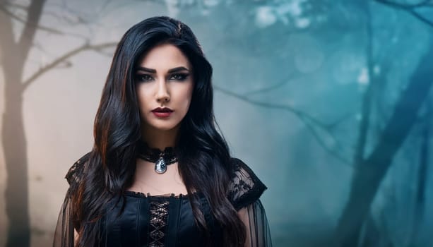 pretty young goth woman, AI generated image