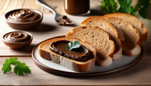 sliced bread with marmite spread topping AI generated image