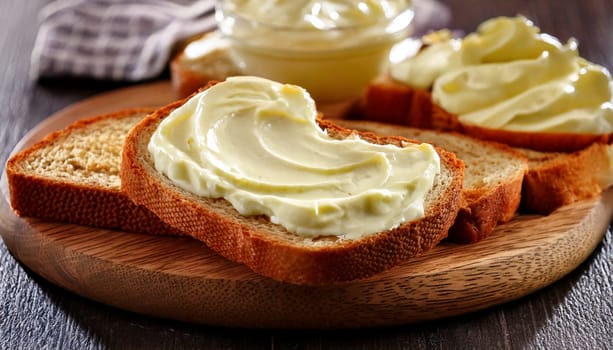 sliced bread with mayonnaise spread topping AI generated image