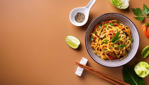 vegetarian curry noodles food AI generated image