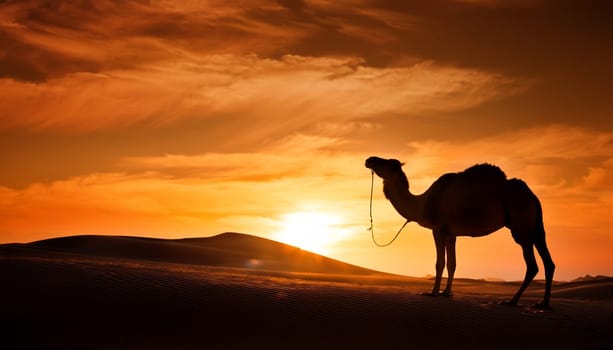 dromedary in the desert AI generated image