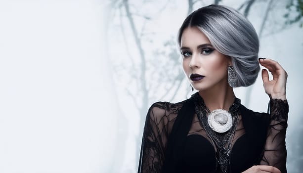 pretty young goth woman, AI generated image