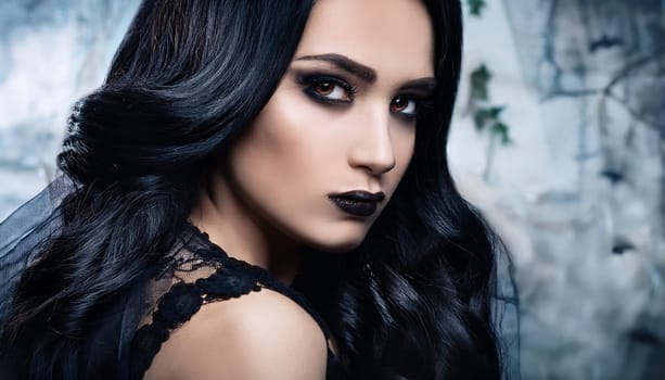 pretty young goth woman, AI generated image