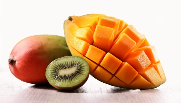 mango papaya and kiwi fruits AI generated image