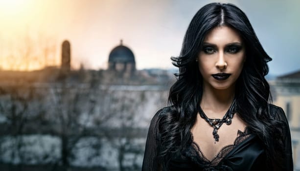 pretty young goth woman, AI generated image