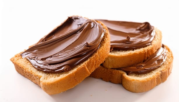 sliced bread with chocolate cream spread topping AI generated image