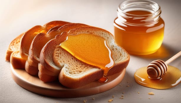 sliced bread with honey spread topping AI generated image
