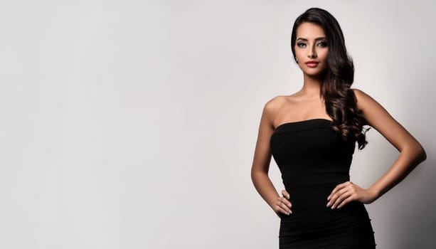 pretty young woman mini black dress, AI generated image