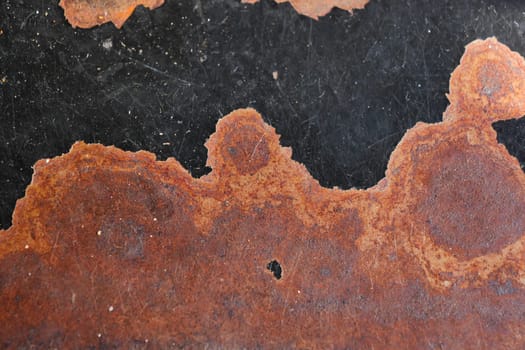 Close-up view of a rusty metal surface with intricate textures and colors.