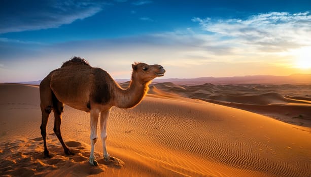 dromedary in the desert AI generated image