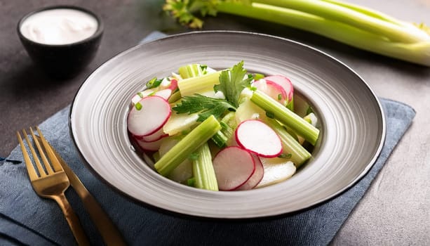 celery radish and turnip salad AI generated image