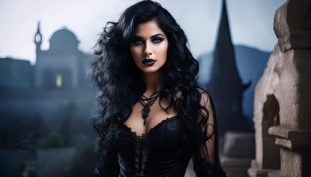 pretty young goth woman, AI generated image