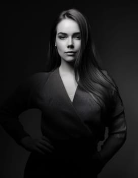 pretty young woman low key portrait, AI generated image