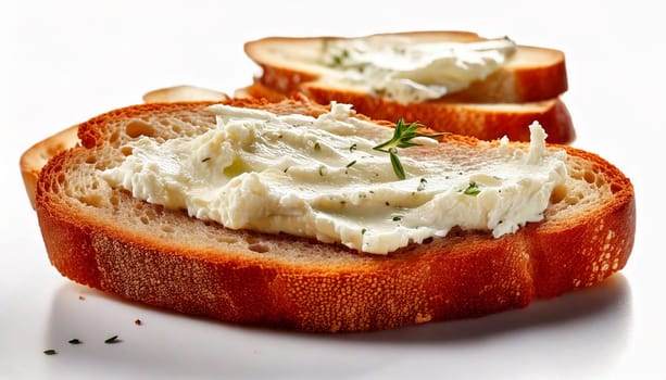 sliced bread with cream cheese spread topping AI generated image