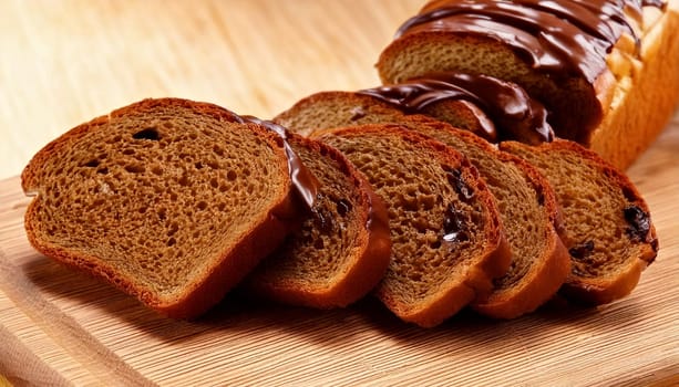 sliced bread with chocolate cream spread topping AI generated image