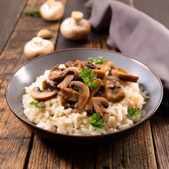 shiitake mushrooms rice vegetarian food AI generated image