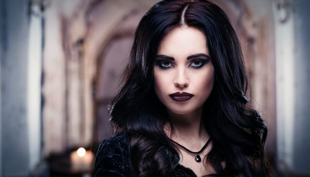 pretty young goth woman, AI generated image